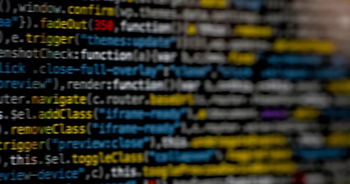 Closeup binary coding screen